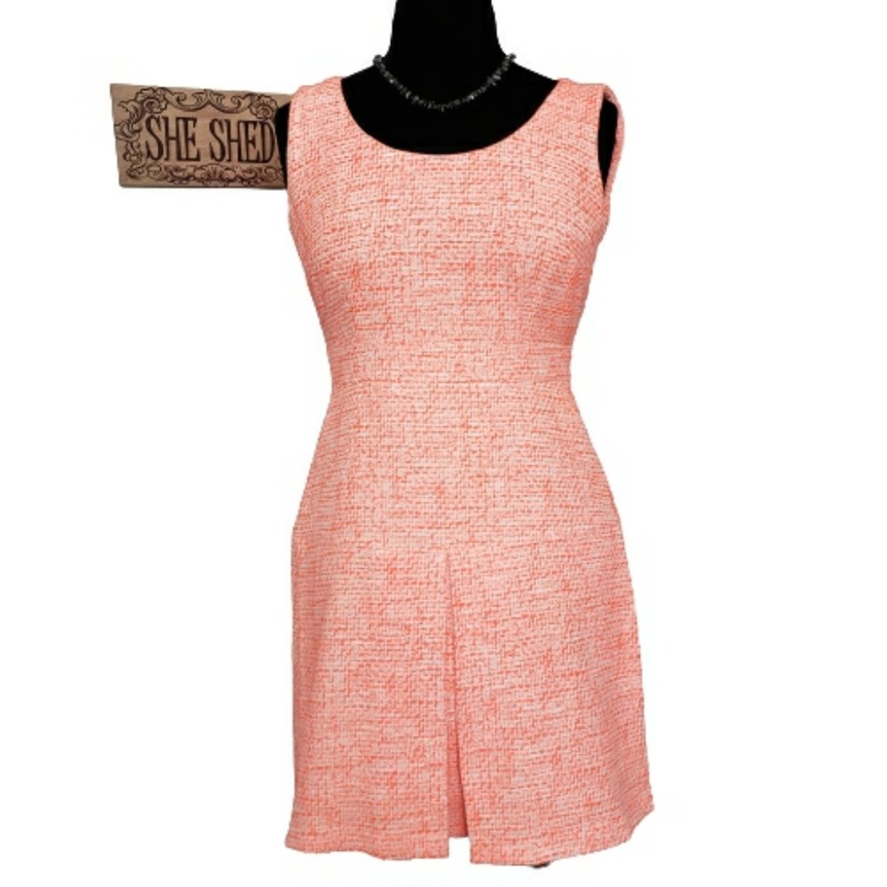 Raoul Neon Orange Tangerine Sleeveless Sheath Ribbon Dress